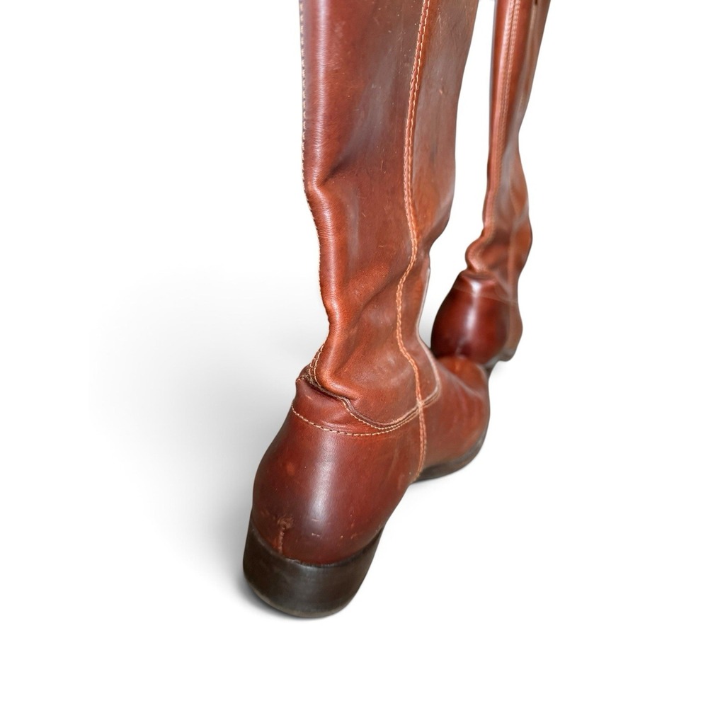 FRYE Women's US Sz 9.5B Melissa Tall Boots Cognac-Brown Leather Pre-owned - Picture 7 of 13